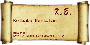 Kolbaba Bertalan névjegykártya